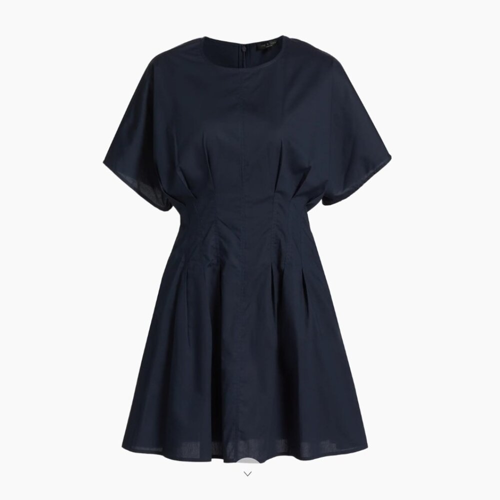 NWT $358 Rag & Bone  Maddie Poplin Minidress in Navy Blue sz 0
